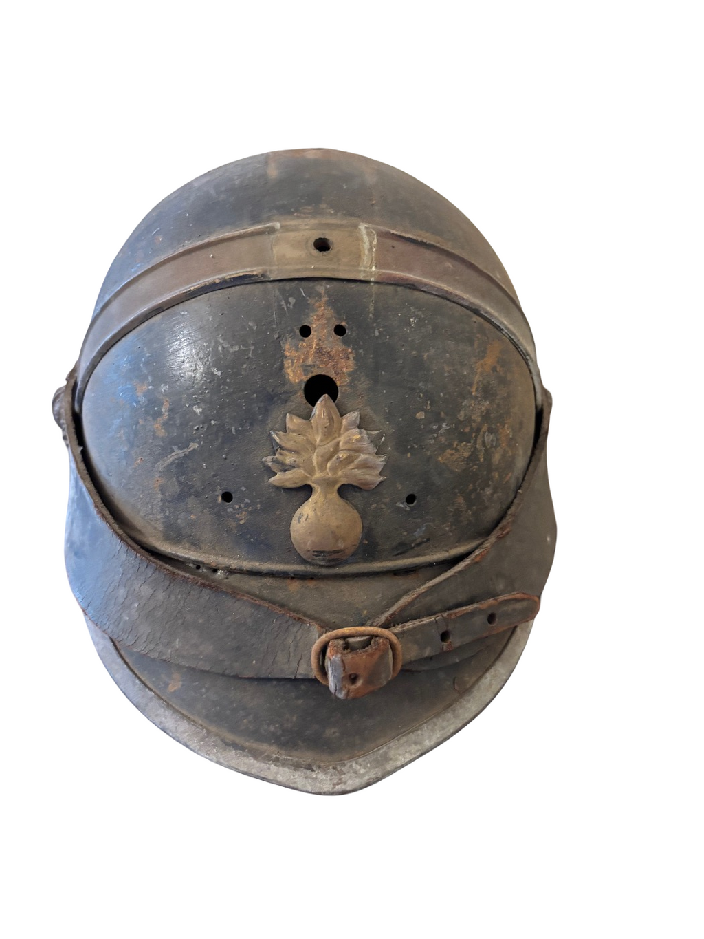 Ancien casque de pompier français en métal, vers 1900