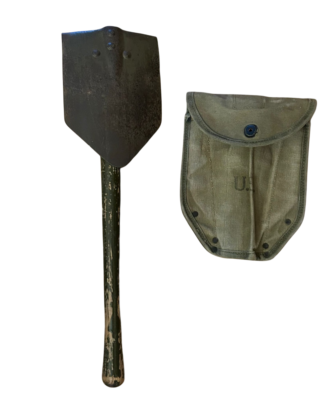 Pelle américaine M43 de la Seconde Guerre mondiale avec son transporteur