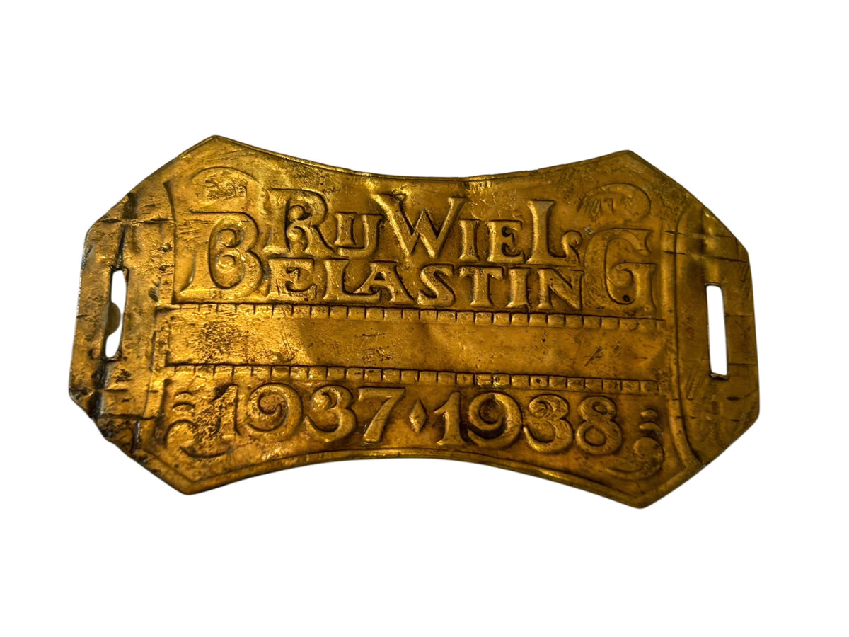 Plaque néerlandaise de taxe sur les bicyclettes 1936-1937