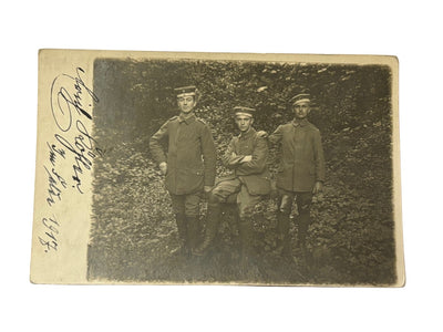 Originele Duitse WO I  fotokaart 3 soldaten 1917