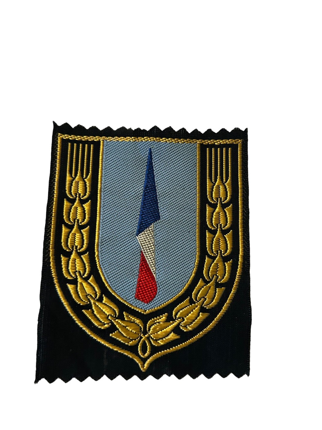 Stoffen insigne van de algemene “blauwe sector” of industriële sector van de Chantiers de Jeunesse (CJF), regering van Vichy, 1940–1944