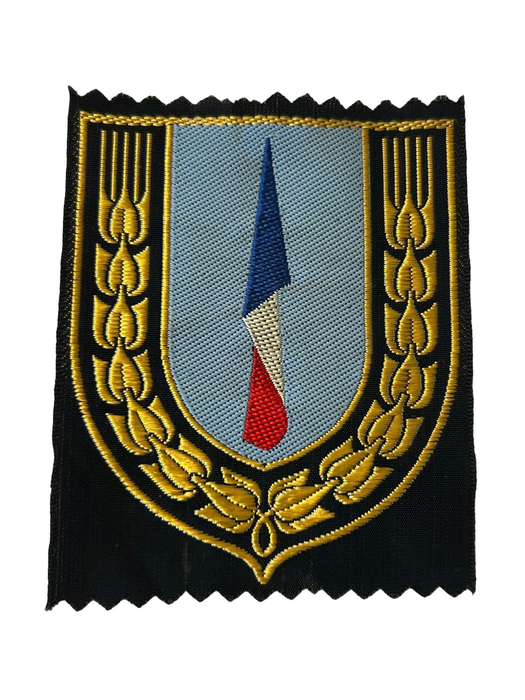 Stoffen insigne van de algemene “blauwe sector” of industriële sector van de Chantiers de Jeunesse (CJF), regering van Vichy, 1940–1944