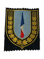 Stoffen insigne van de algemene “blauwe sector” of industriële sector van de Chantiers de Jeunesse (CJF), regering van Vichy, 1940–1944