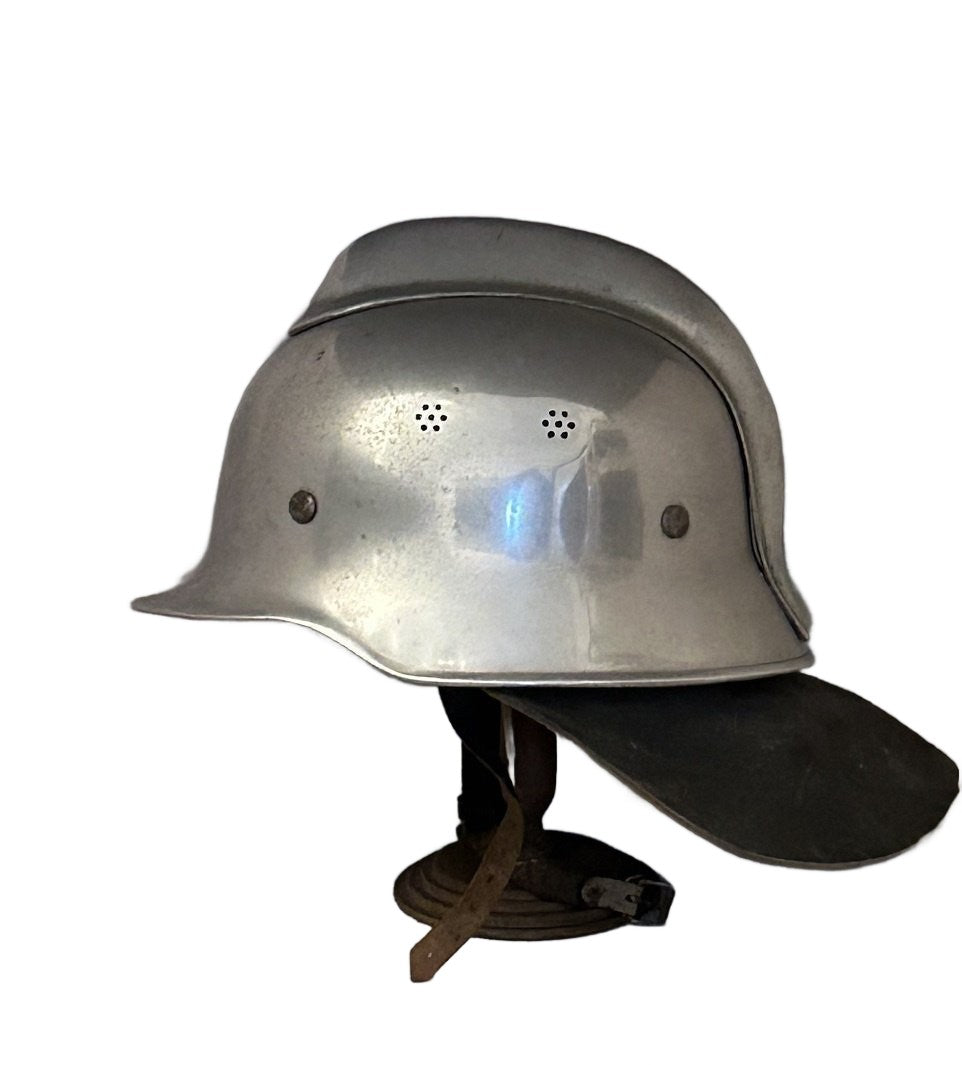 Duitse Feuerwehr helm  aluminum/verchroomd, jaren  60