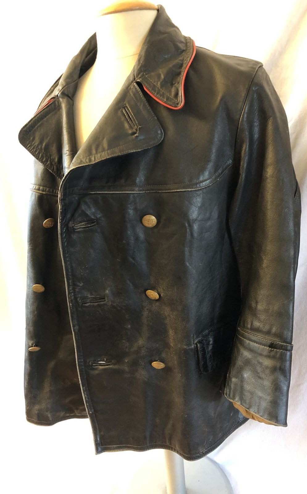 Zwart lederen motorrijders jas -50er jaren