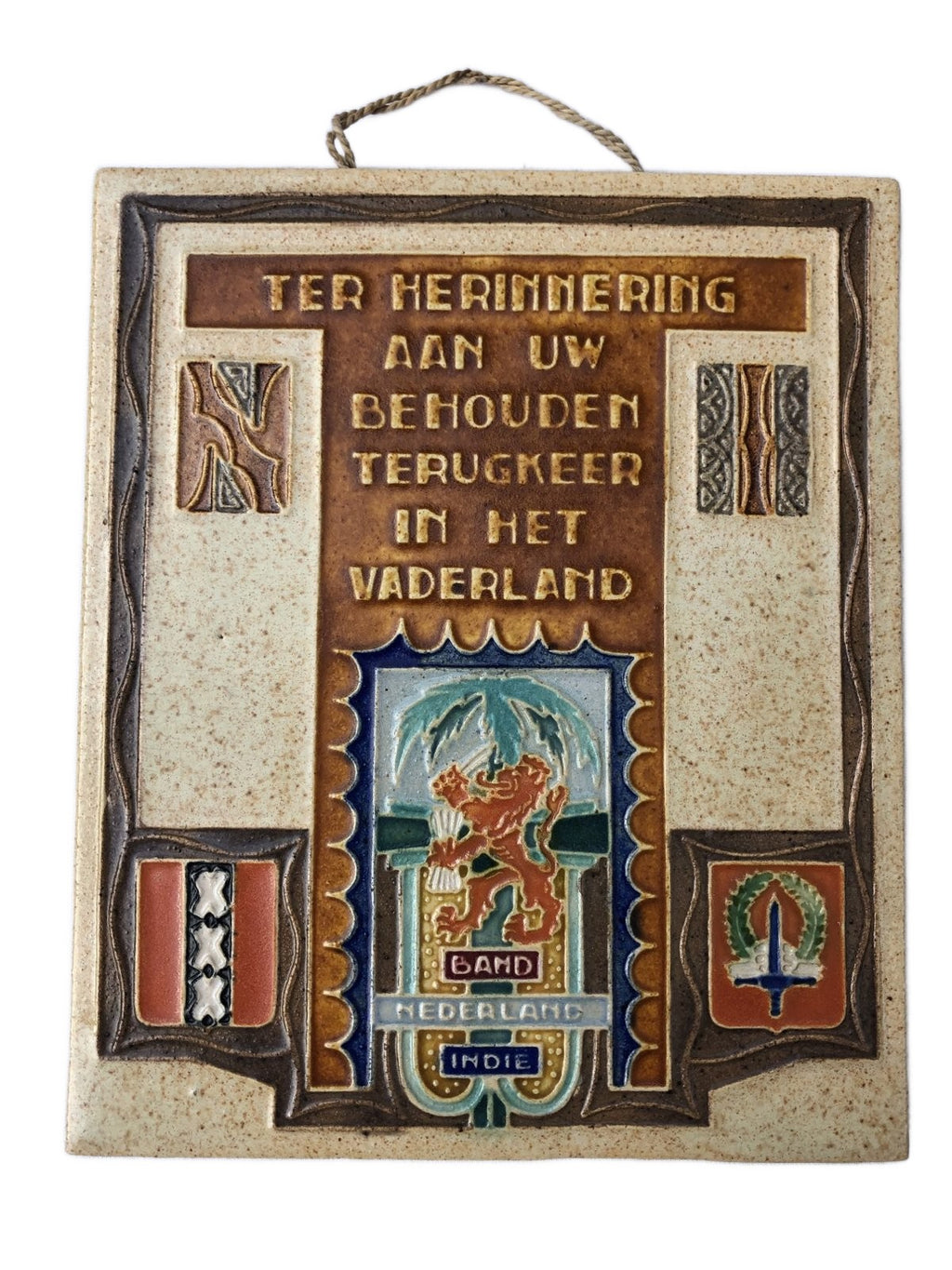 Cloisonne tegel Behouden terugkeer van 2-7 R.I Amsterdam