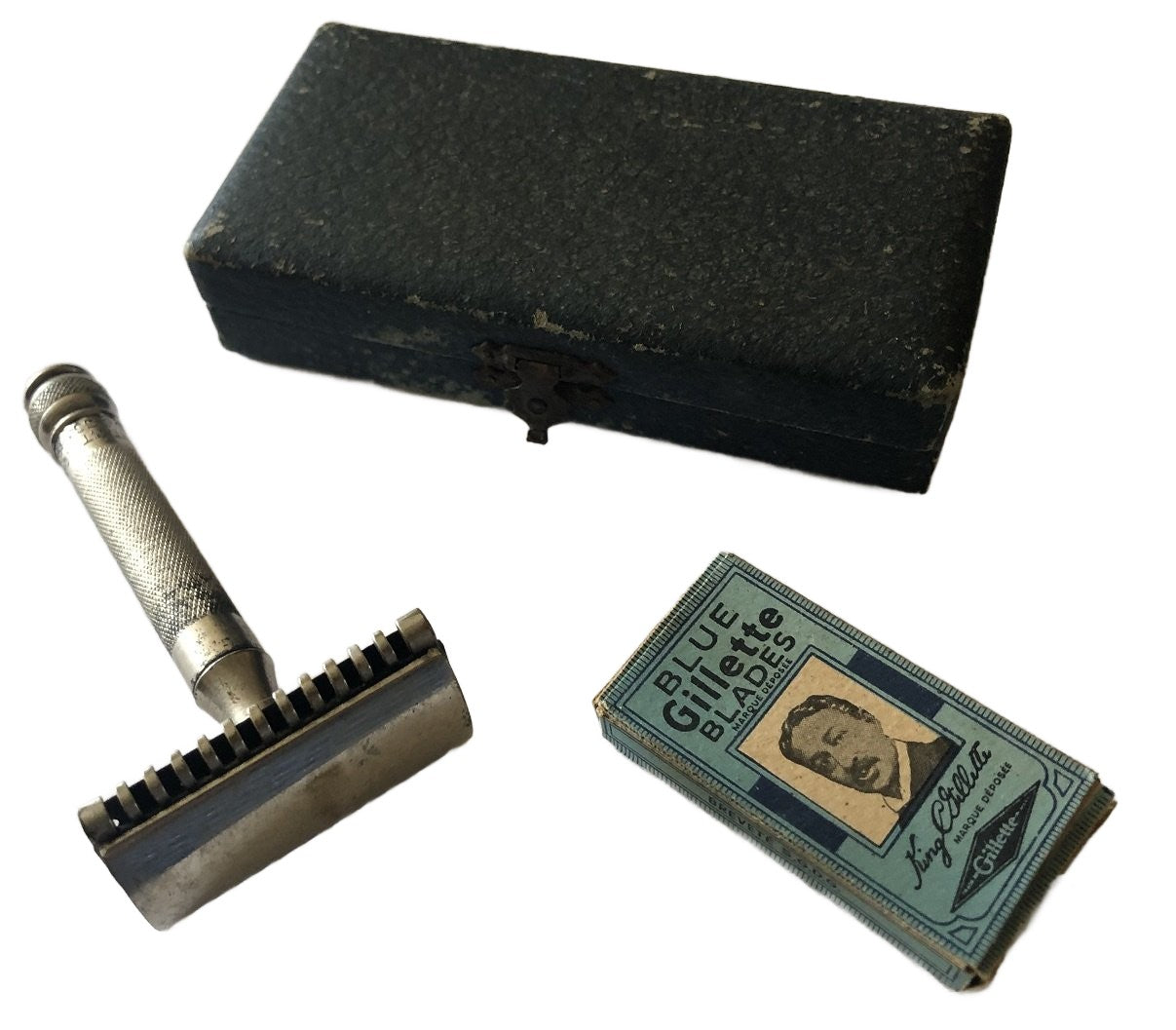 Gillette scheerkrabber in opbergdoosje 30er jaren