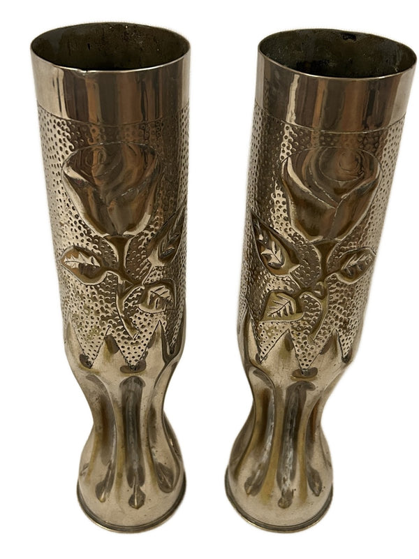 1 paar Bewerkte verchroomde  hulzen WW1 hover image