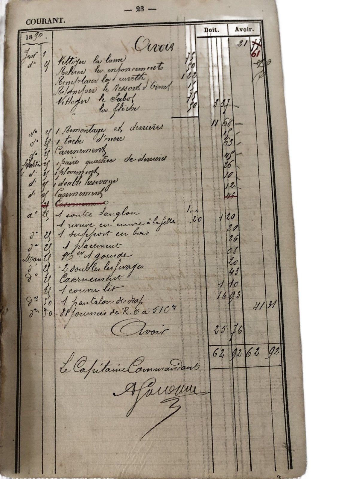 Livret Cavalerie 1886