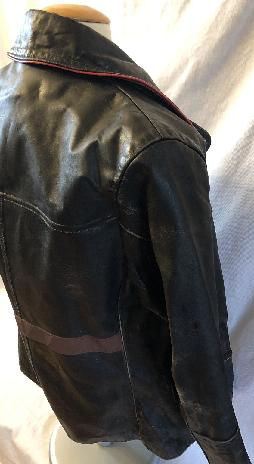 Zwart lederen motorrijders jas -50er jaren
