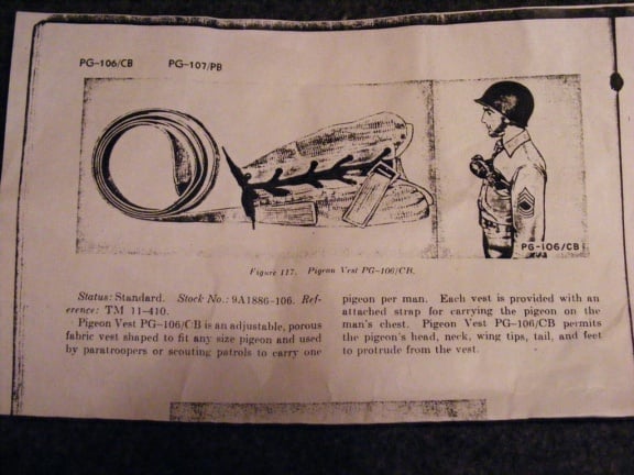 US Airborne Carrier Pigeon harness PG-106/CB