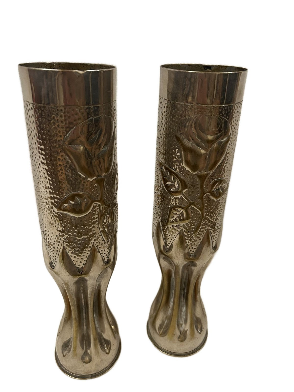 1 paar Bewerkte verchroomde  hulzen wo1