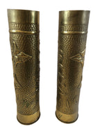 Paar koperen Franse bewerkten hulzen 1916-1917