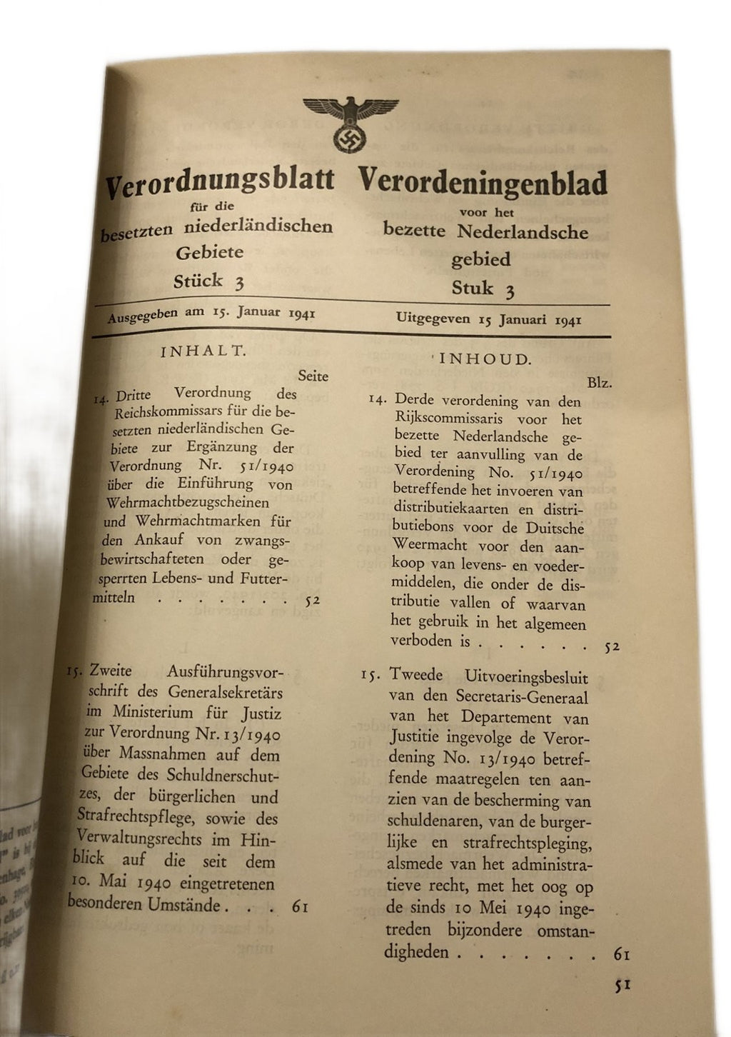 Boek: Verordnungsblad für die besetzen Niederländischen gebiete Jahr 1941