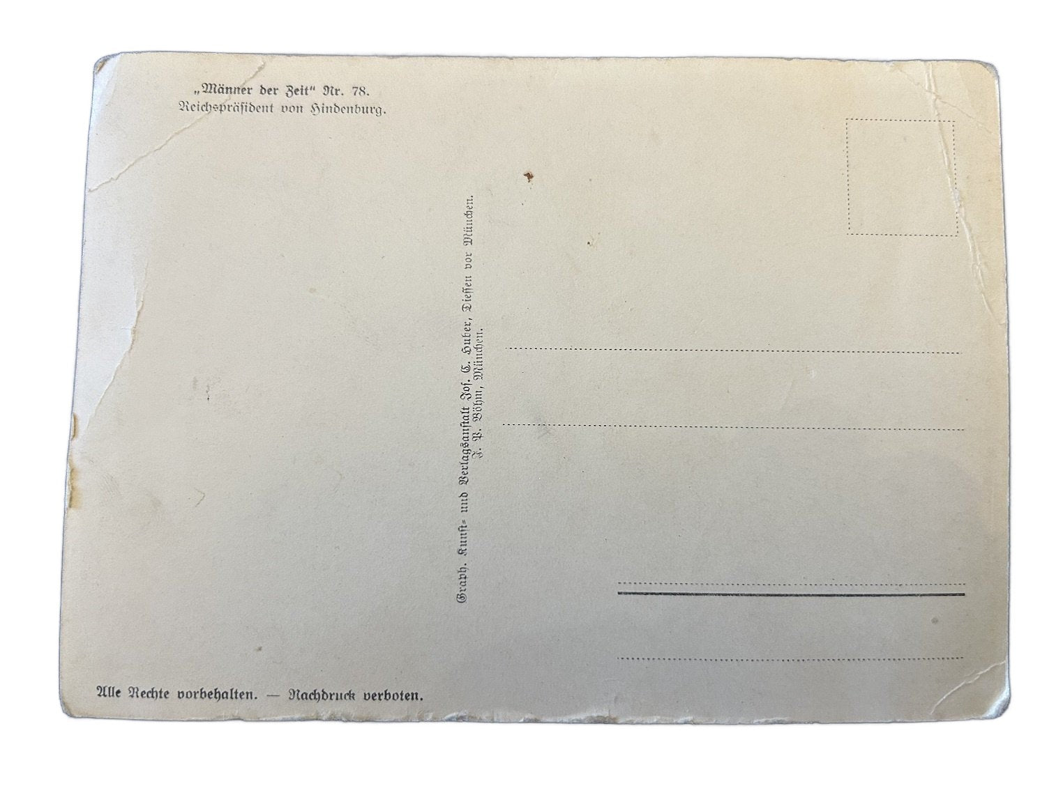 Ansichtkaart -Reichspräsident Paul von Hindenburg